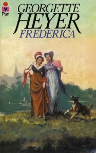 And here we have Frederica and Charis, accompanied by their beloved Lufra. I'm not quite sure about that fan, though; would it have been employed in such a way on a daytime stroll in a London park?