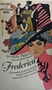 This one is absolutely bizarre, a triumph of misguided misrepresentation.  Who are these people, and why have they strayed from a 1960s costume party onto the cover of a well-mannered Regency-period romance?!