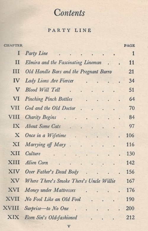 party line table contents louise baker 001