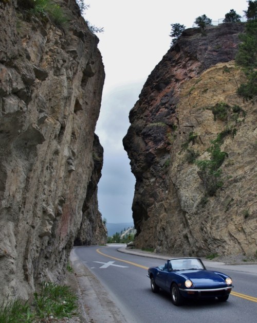 Sinclair Canyon, just outside of Radium Hot Springs, B.C. - a staged shot of the Spitfire in action.