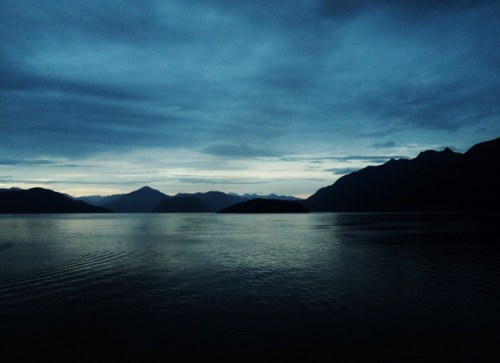 Into the blue - leaving the mainland for Vancouver Island, end of the first day of our journey.